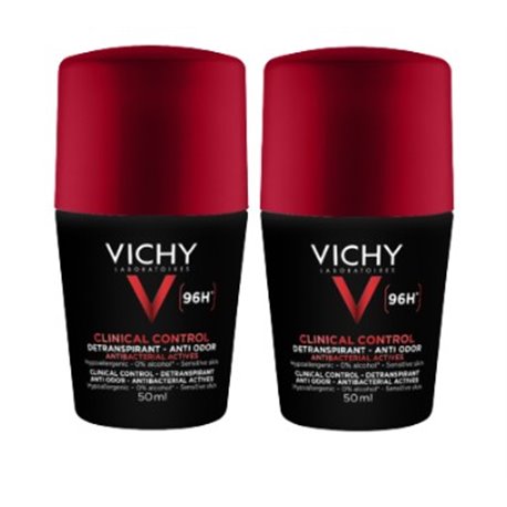 VICHY HOMME DEODORANT CLINICAL CONTROL 96H LOT 2X 50ML