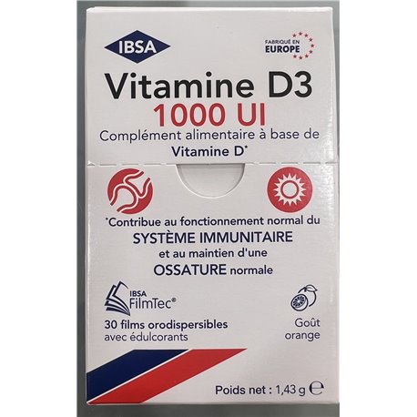 IBSA VITAMINE D3 1000UI 30 FILMS ORODISPERSIBLES