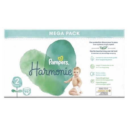 PAMPERS HARMONIE TAILLE 2 4-8KG 93 COUCHES