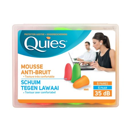 QUIES MOUSSE ANTI-BRUIT FLUO 6 PAIRES