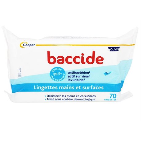 BACCIDE LINGETTES MAINS ET SURFACES 70 LINGETTES