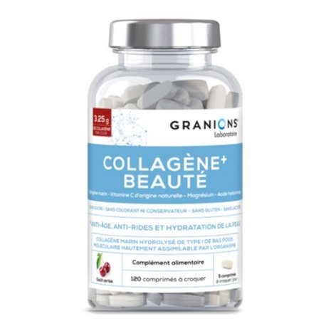 GRANIONS COLLAGENE+ BEAUTE 120CP A CROQUER GOUT CERISE