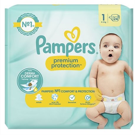PAMPERS PREMIUM PROTECTION TAILLE 1 2-5KG 24 COUCHES