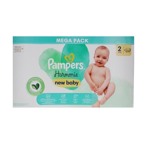 PAMPERS HARMONIE NEW BABY TAILLE 2 4-8KG 104 COUCHES