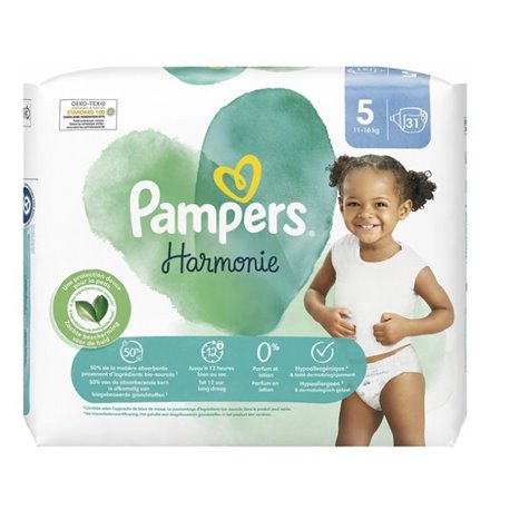 PAMPERS HARMONIE TAILLE 5 11-16KG 31 COUCHES