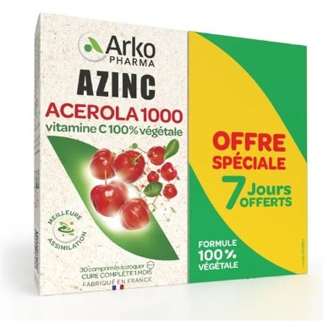 ARKOPHARMA AZINC BIO ACEROLA 1000 LOT 2X 30 COMPRIMES