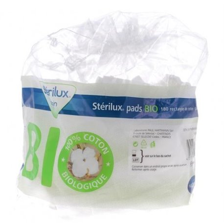 STERILUX PADS BIO 180 RECTANGLES DE COTON 8X10CM