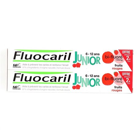 FLUOCARIL JUNIOR 6-12 ANS BI-FLUORE 145MG FRUITS ROUGES LOT 2X 75ML